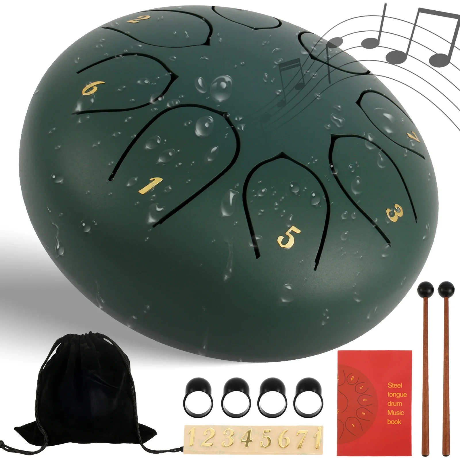 Rain Drum 8 Tone 6 Inch Carbon Steel Tongue Drum Outdoor Garden Chakra Rain Drum Musical Instruments Rustproof Rain Drum