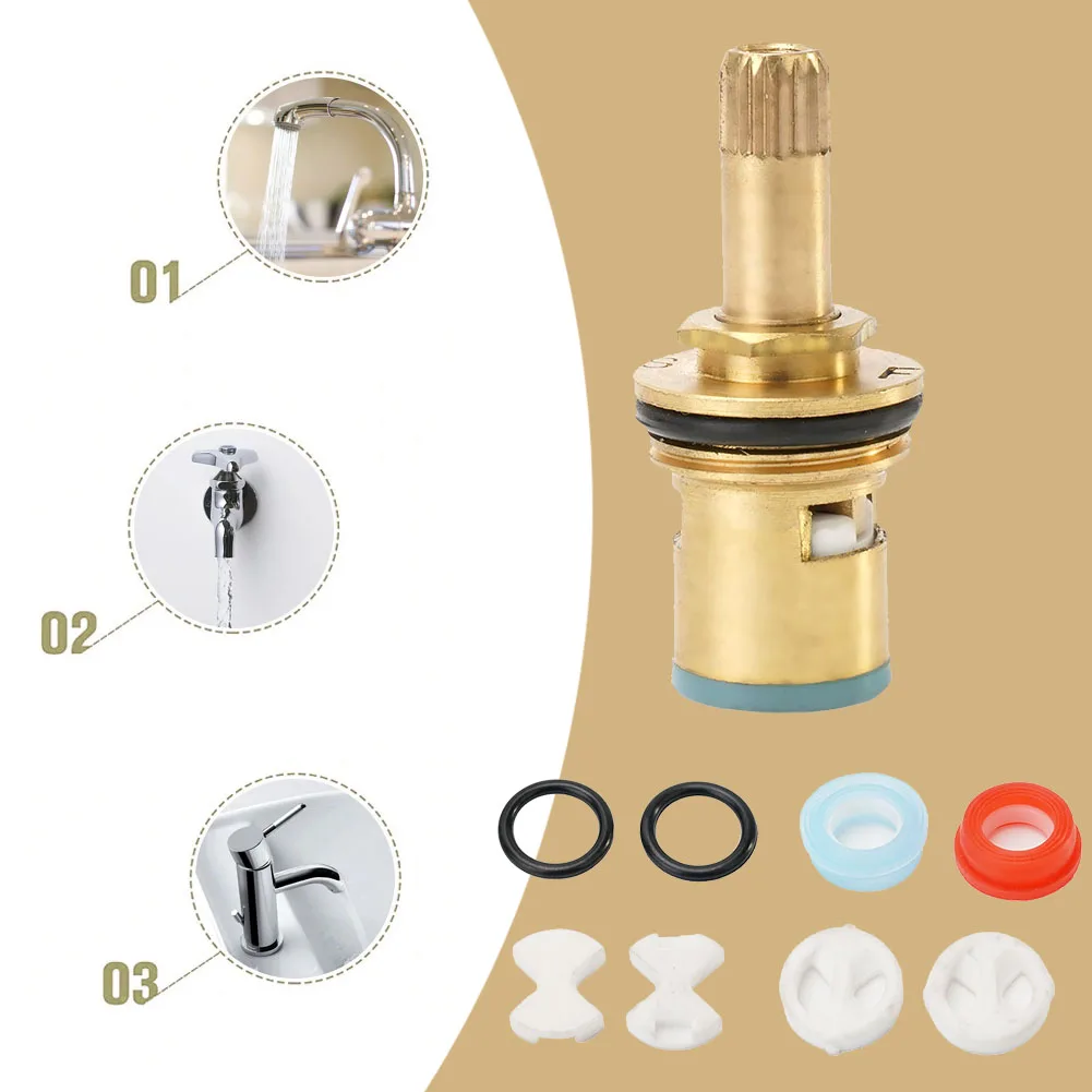 Tap Valve Spool Replacement Quick Opening Valve Water Tap Accessories Ceramic Disc & Silicon Washer Gasket Insert For Taps
