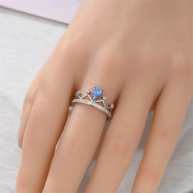 2026 New 925 Sterling Silver Sea Blue Crown Ring For Women Fashion Exquisite Birthday Anniversary Jewelry Gifts 4