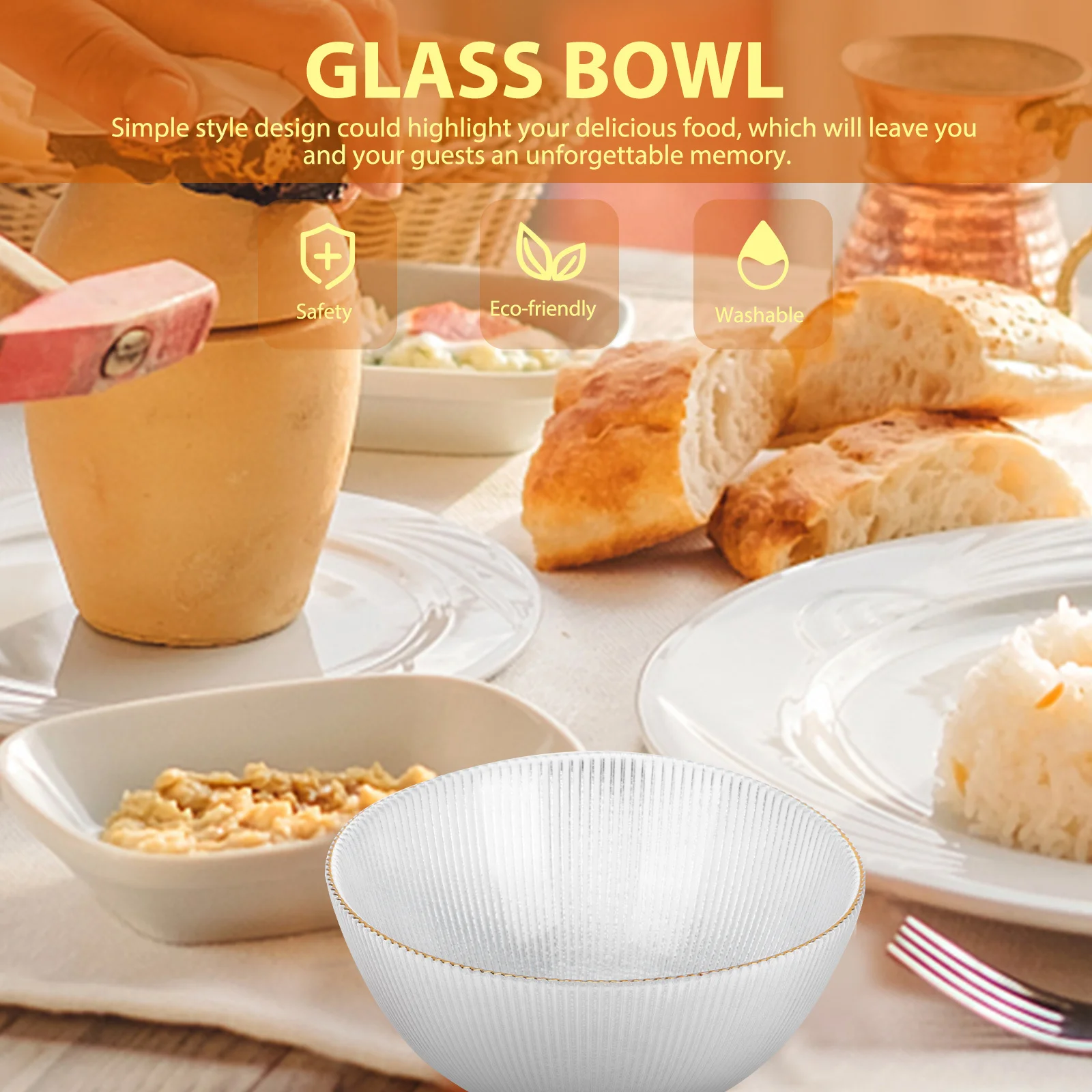 

1 шт., стеклянная чаша с изысканным узором льда, прозрачная креативная косая горловина, салат, фруктовый десертный контейнер, принадлежности для дома и кухни