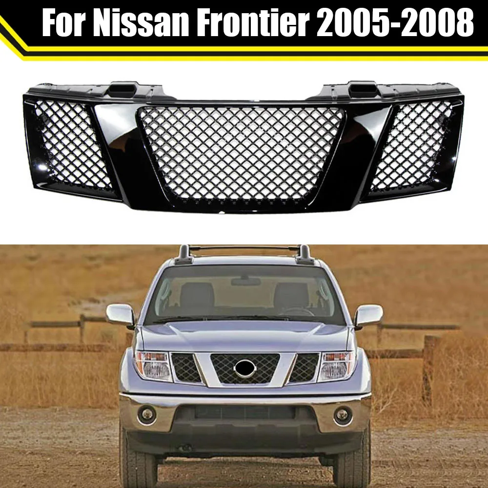 

Front Bumper Mask Type ABS Gloss Black Racing Grille Grills For Nissan Frontier 2005-2008 Upper Grid Car Styling Accessoires