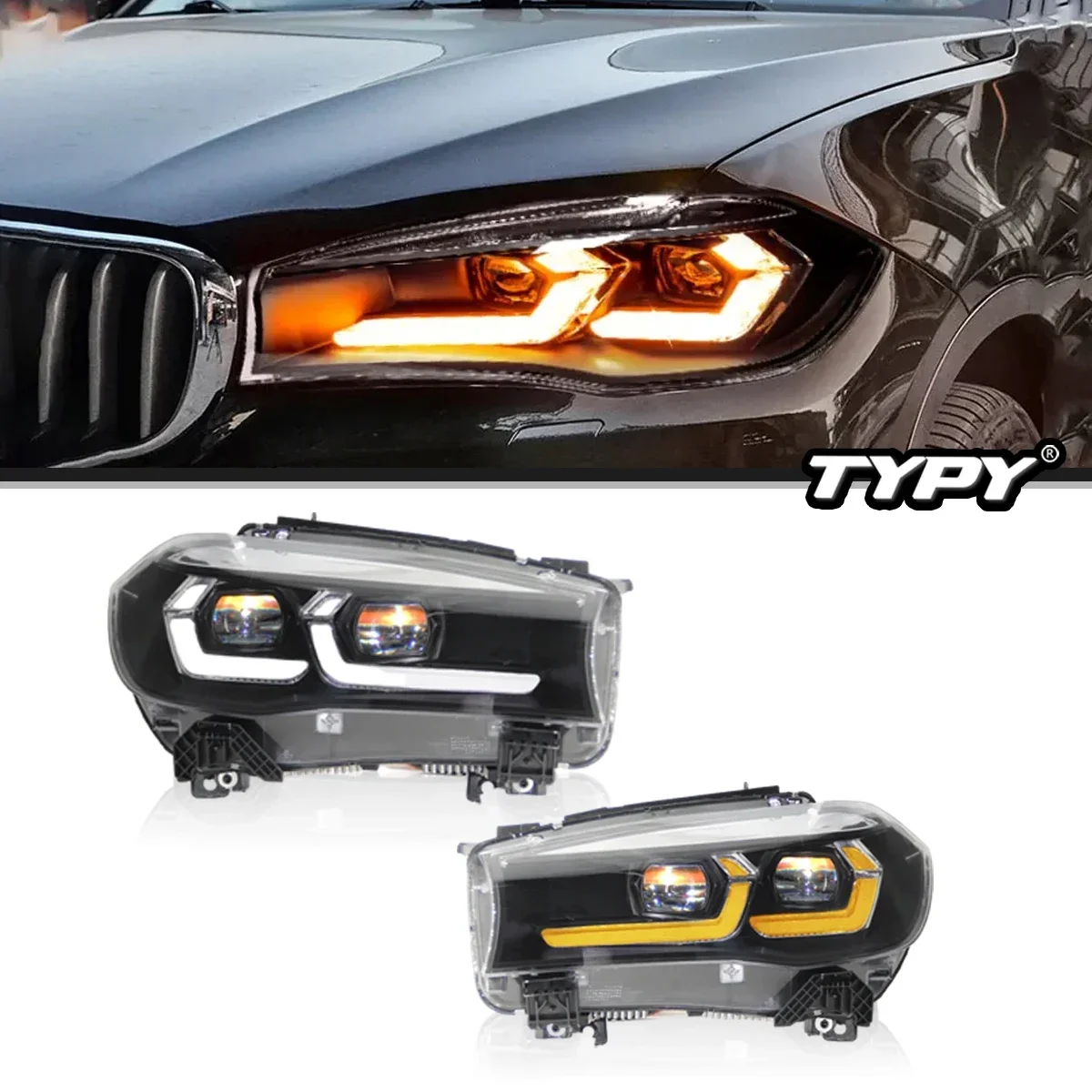 

Автомобильная фара для BMW X5 F15 X6 F16, обновленная фара, модифицированная для динамического указателя поворота, автомобильная светодиодная фара в сборе 2013-2019