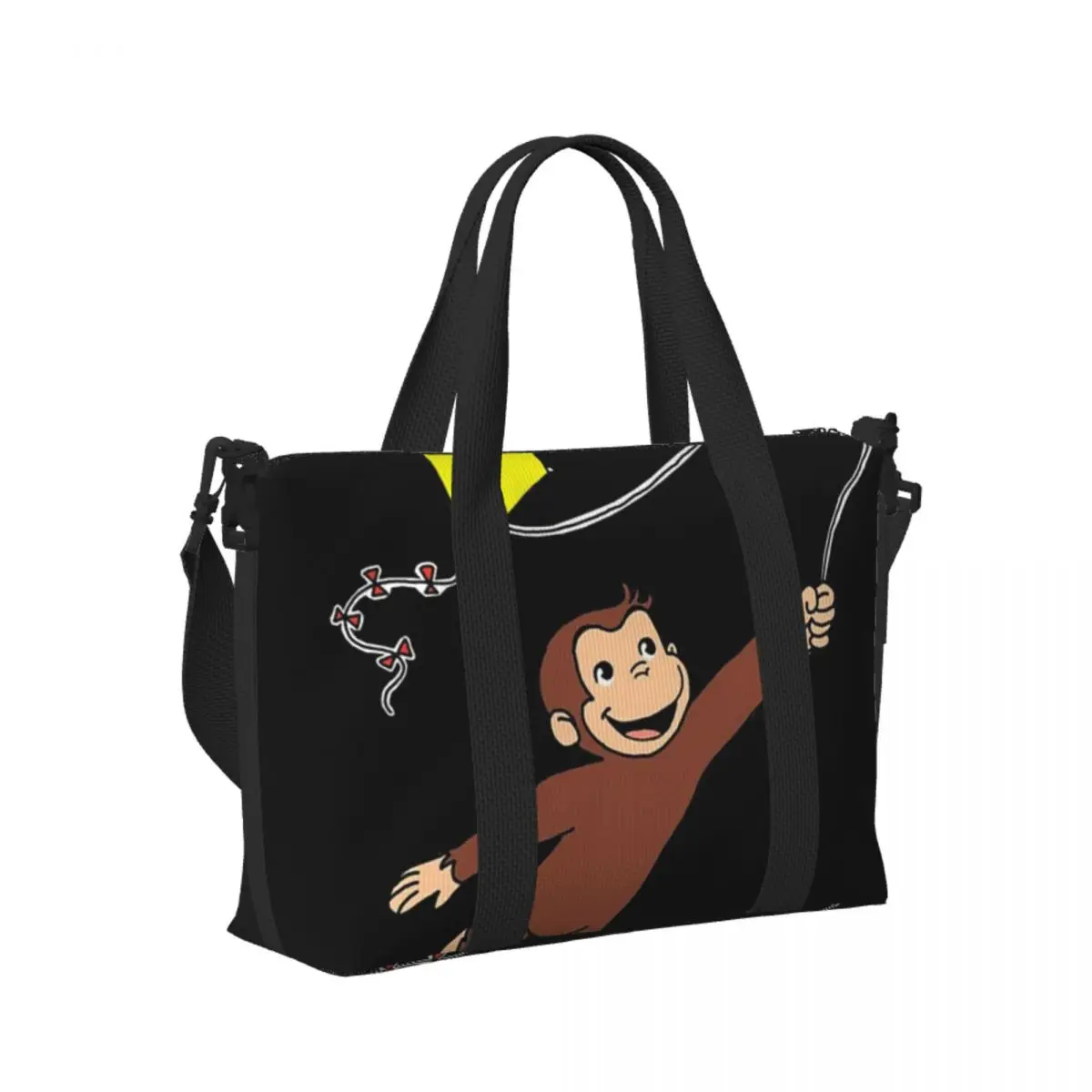 

Custom Curious George - Flying Kite Beach Travel Bag Large Capacity Tote Bags for Gym Sport Women Shopping Duffle Shoulder Bag