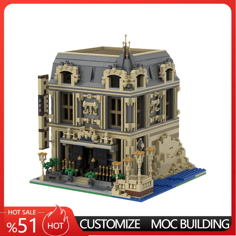 3802 PCS 시티 스트리트 더 라운지 MOC 맞춤형 모듈식 빌딩 블록 어린이용 심플 브릭 디자인 기술 DIY 휴일 장난감 선물