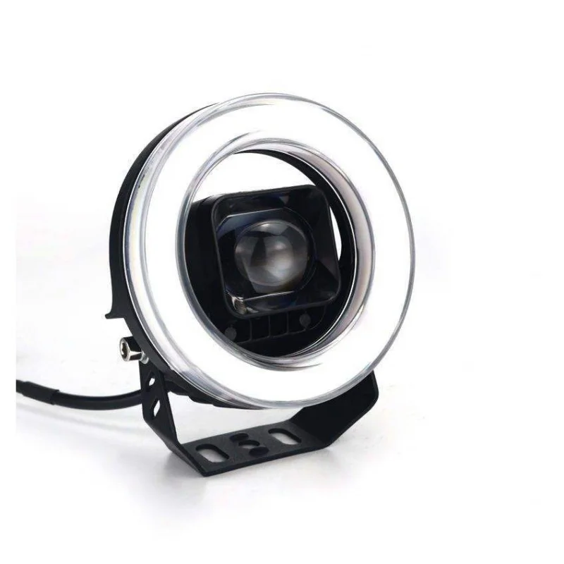 For Harley Motorcycles 4.5-Inch Super Bright LED Headlights, White Light with 30DRL Halo & Blue Devil Eye Design