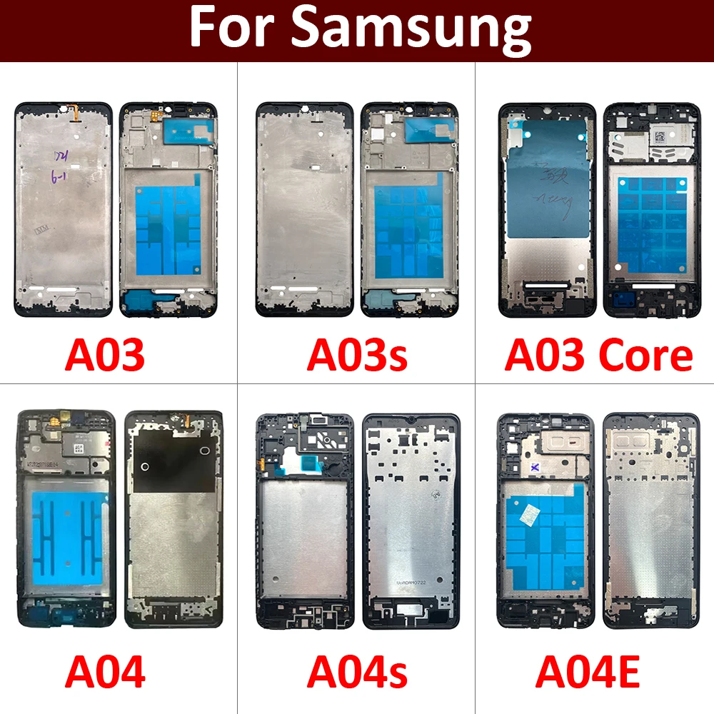 Front Housing LCD Display Frame For Samsung A02s A03s A03 Core A04 A04s A04E Housing Middle Frame Bezel Plate Cover