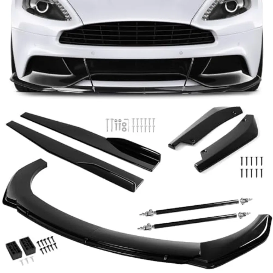 

Universal 6777 Car Front Bumper Lip Spoiler Diffuser Body Kits with 29 74.5CM Side Skirts Extension Rocker Panel Body Kit and 1
