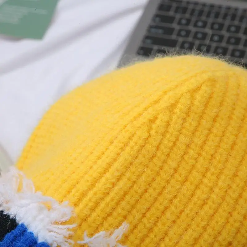Koreanische Version, farblich passende Strickmütze mit Bündchen, warm, winddicht, Strickmütze, Persönlichkeit, Wintergeschenk