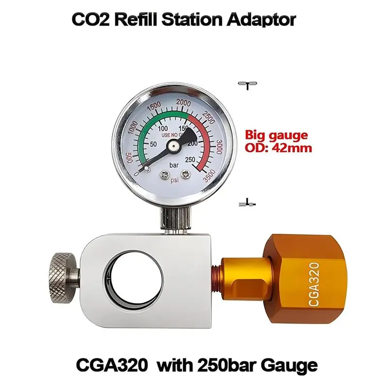 LITE-Carbonator Fill Station For DUO Terra Art Soda Co2 Tank- Soda Co2 Refill Adapter With Pressure Gauge, Co2 Exchange Function