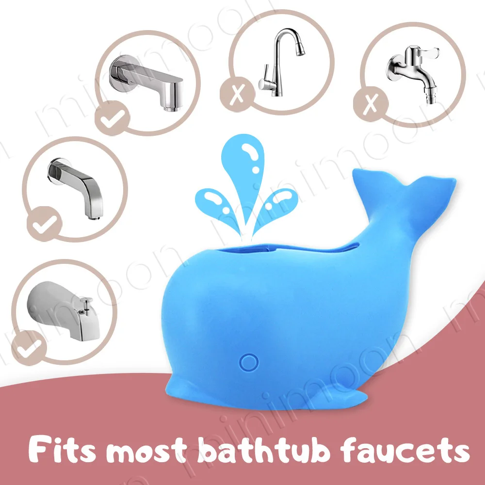غطاء صنبور الحوت لسلامة حمام الطفل، حزام قابل للتعديل مع سيليكون ناعم خالٍ من مادة BPA مع ممتع وواقي