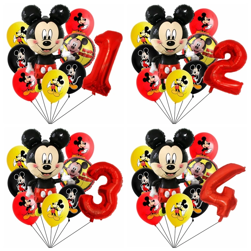 9Pcs Mickey Mouse 1st Party Balloons 32Inch Number Balloon Mickey Baby Shower Kids Boy Birthday Party Decorations Supplies