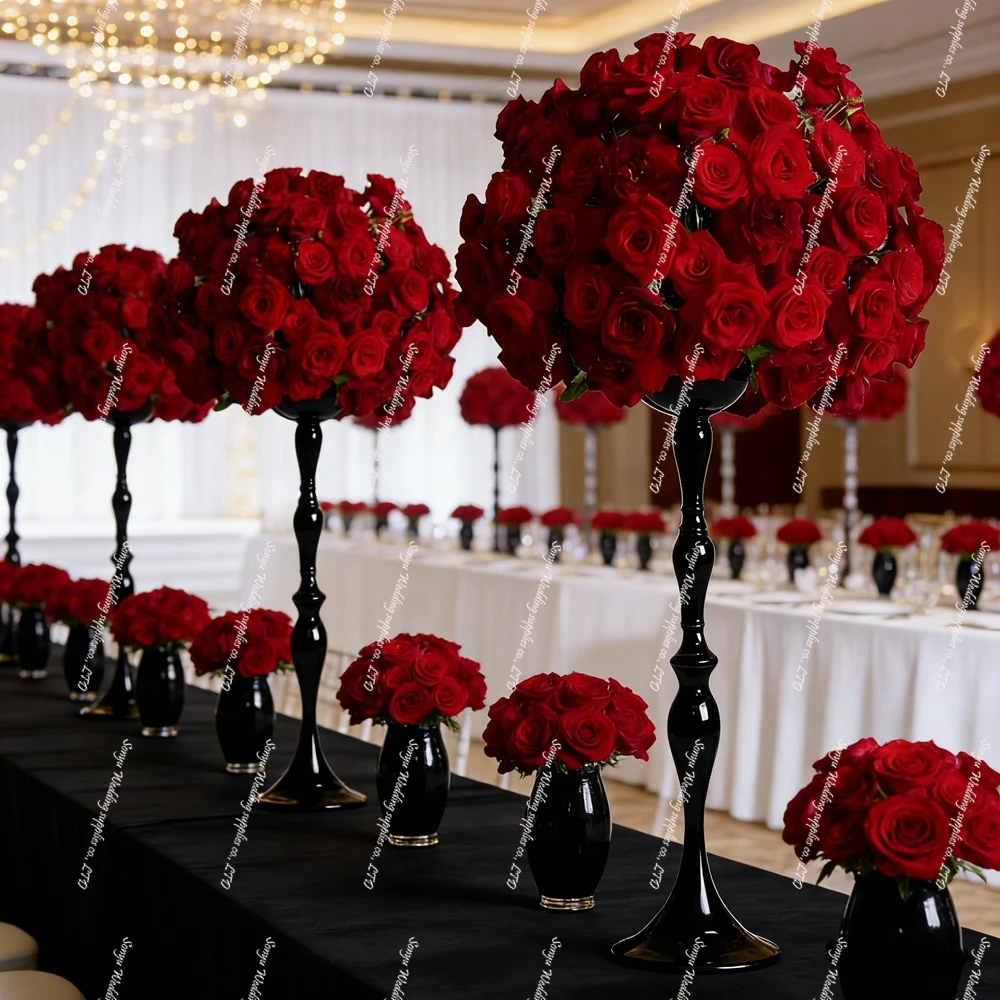 15pcs 65-105cm Black Metal Flower Vase Stand， Wedding Table Centerpieces ，Flower Rack Riser Floral Display Pedestal Metal Flow