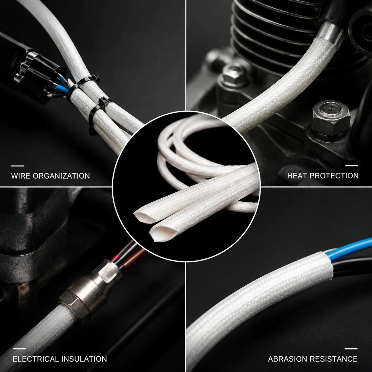 1/2/3/5M 200 Degree White Outer Fiber Inner Silicon Tube ID2~12mm High Temperature Oven Equipment Special Wire Protection Sleeve