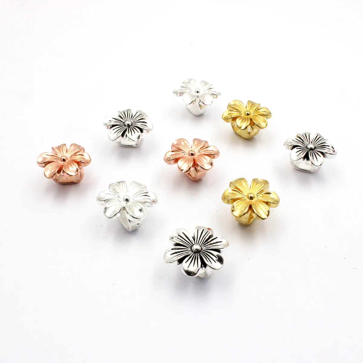 Onebeading Fit 7x10mm Cord Fashion Flower Slider For Bracelet Necklace Beads Watch Chain DIY Making Accessories 20mm 10pc K06326