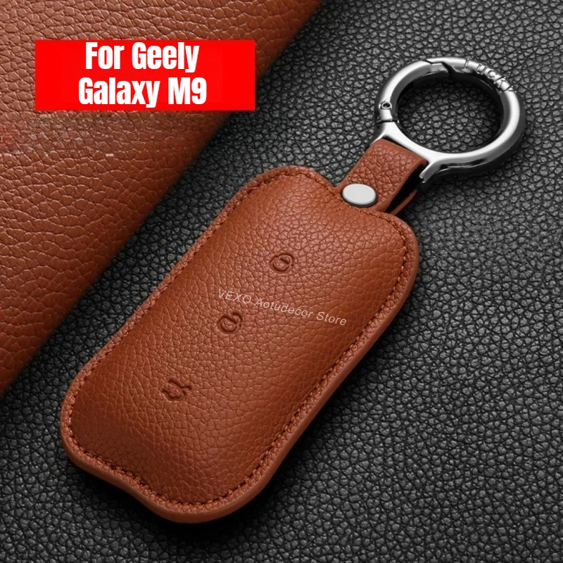 

For Geely Galaxy M9 AWD Pilot Edition 2025 2026 Electric Vehicle Key Case Shell Full Protective Car Keychain Cover Accessories