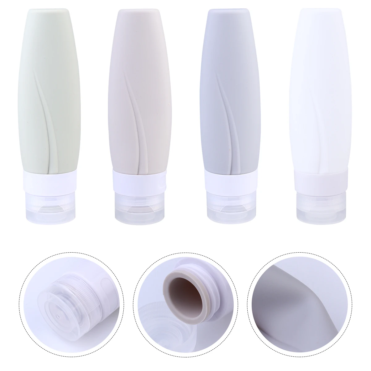

4pcs Silicone Lotion Containers Refillable Eco-Friendly Leakproof Bottles Travel Storage Sub Packaging Empty Bottles