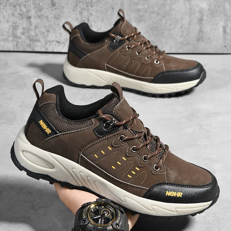 

Men‘s Breathable Leather Hiking Shoes Outdoor Lightweight Sneakers Non-slip City Trekking Shoes Mountain Climbing Wading Shoes