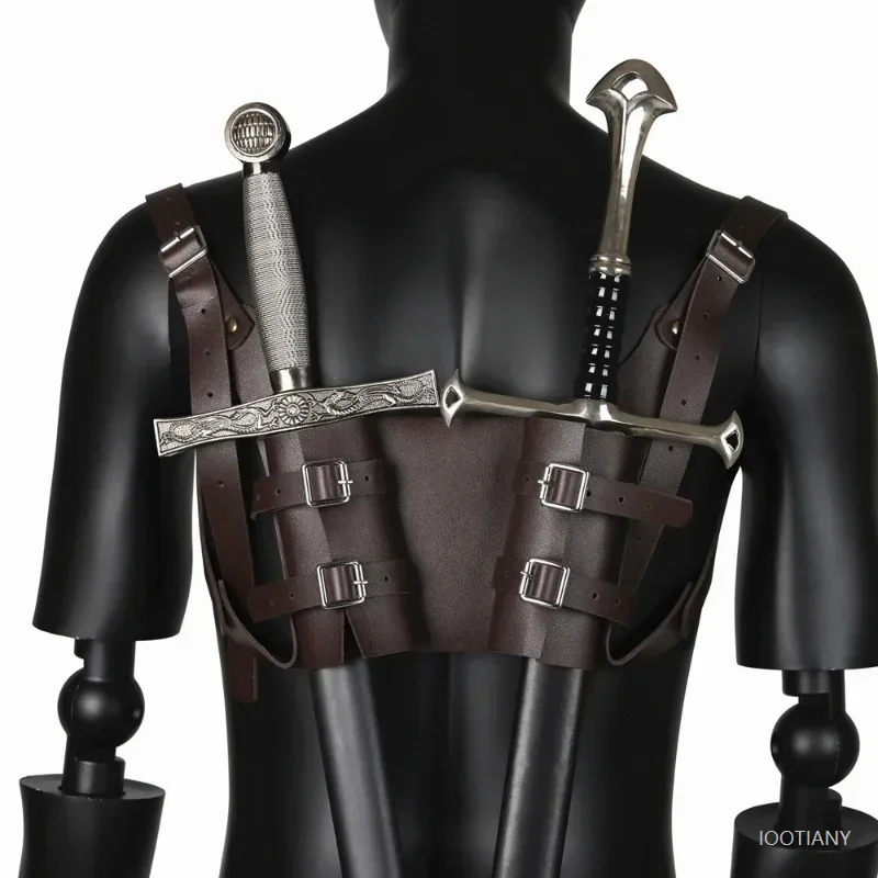 

Double Sword Sheath Belt Backpack Double Sword Set Cosplay Medieval Sword Sheath Samurai Sword Back Strap Rapier Leather Prop