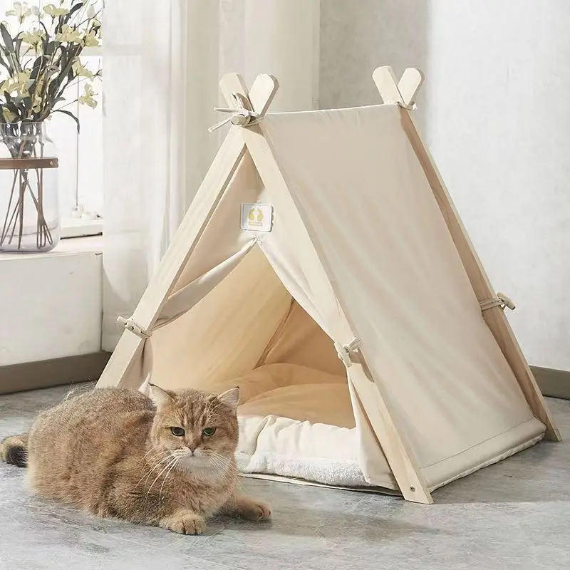 Portable Foldable Cat Tent with Cushion Teepee Pet House Indoor Outdoor Bed for Kitten Puppy Small Dog Cat Shelter - view 3
