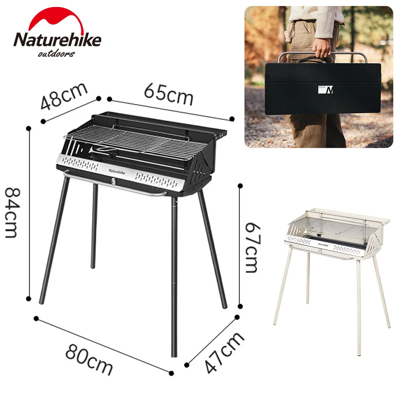 Naturehike Camping BBQ Charcoal Grill Burner Adjustable Desktop Table Stove Outdoor Folding Cookware Barbecue Stand Rack Desk