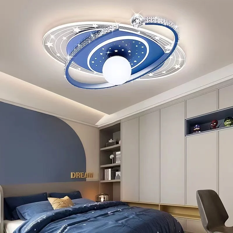 Modern Bedroom Ceiling Lamp Planet Ball Space Star Led Ceiling Lights Children Room Chandelier Kids Girl Nursery Pink Deco Lamps