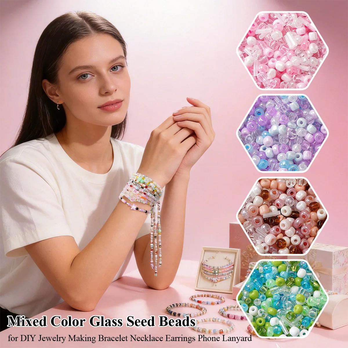 

1-3mm Mixed Color Glass Seed Beads Tube Beads Mixed Kit for DIY Bracelet Necklace Earrings Phone Lanyard Jewelry Making 20g Pack