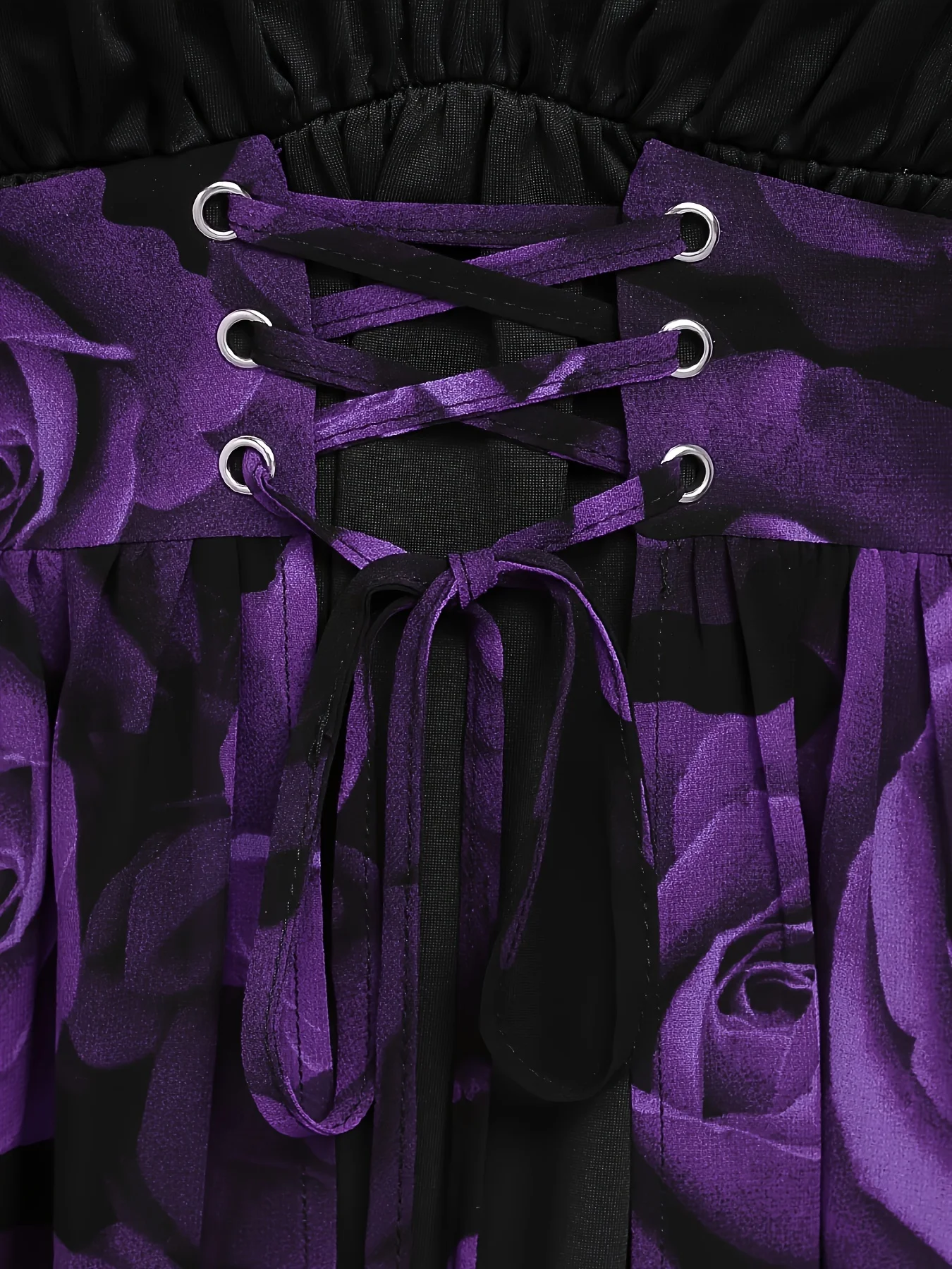 Beliebte europäische und amerikanische Frühlings- und Herbstmode für große Größen mit Rosenmuster, Kordelzug und unregelmäßigen Fledermausärmeln. – Detail 8