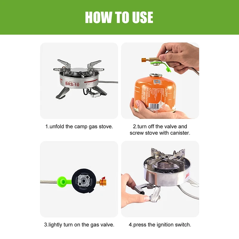 BRS-10 Strong Firepower Stove 1940W Folding Outdoor Camping Gas Stove Hiking Picnic Cooking Stove Cookware Equipment Furnace