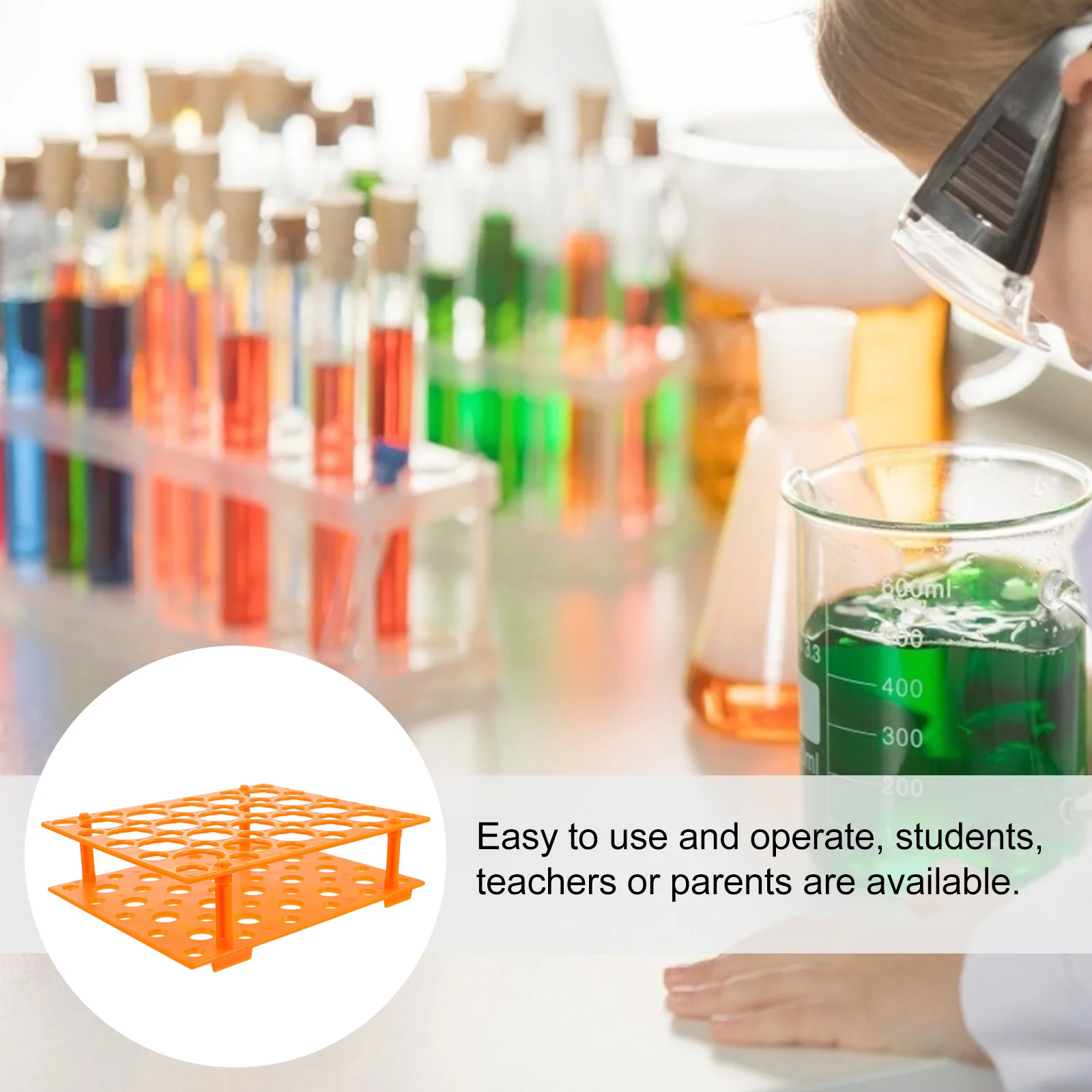 

50 Holes Tube Rack Plastic Storage Holder Durable Thickened Support for 10ml 15ml 50ml Tubes Laboratory Use