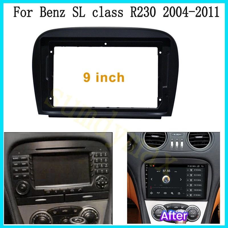 

9-дюймовая автомобильная панель для Mercedes Benz R230 SL350 SL500 SL55 SL600 SL65 2004-2011, комплект панели Android с большим экраном и приборной панелью