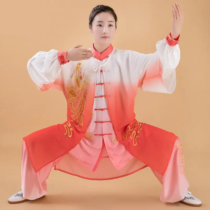 Frauen Weiche Gymnastik Tai Chi Anzug Weibliche Kung Fu Wushu Kampfkunst Uniform Leistung Jacke Hosen Orientalische Übung Kleidung