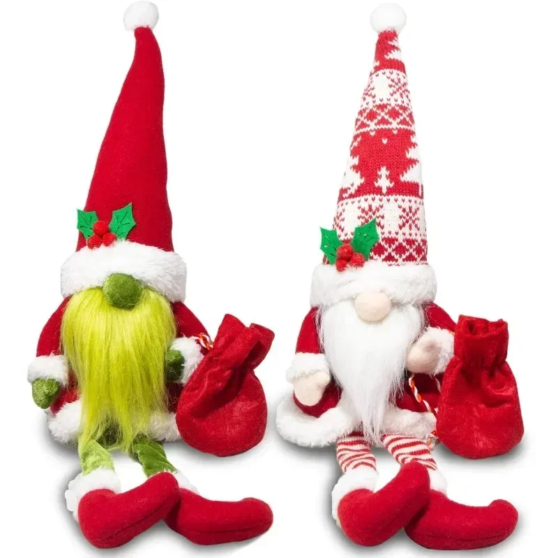 

2PCS Christmas Gnomes Plush Decorations for Home Holiday Party Gifts Christmas Santa Gnome Ornaments Christmas Tiered Tray Decor