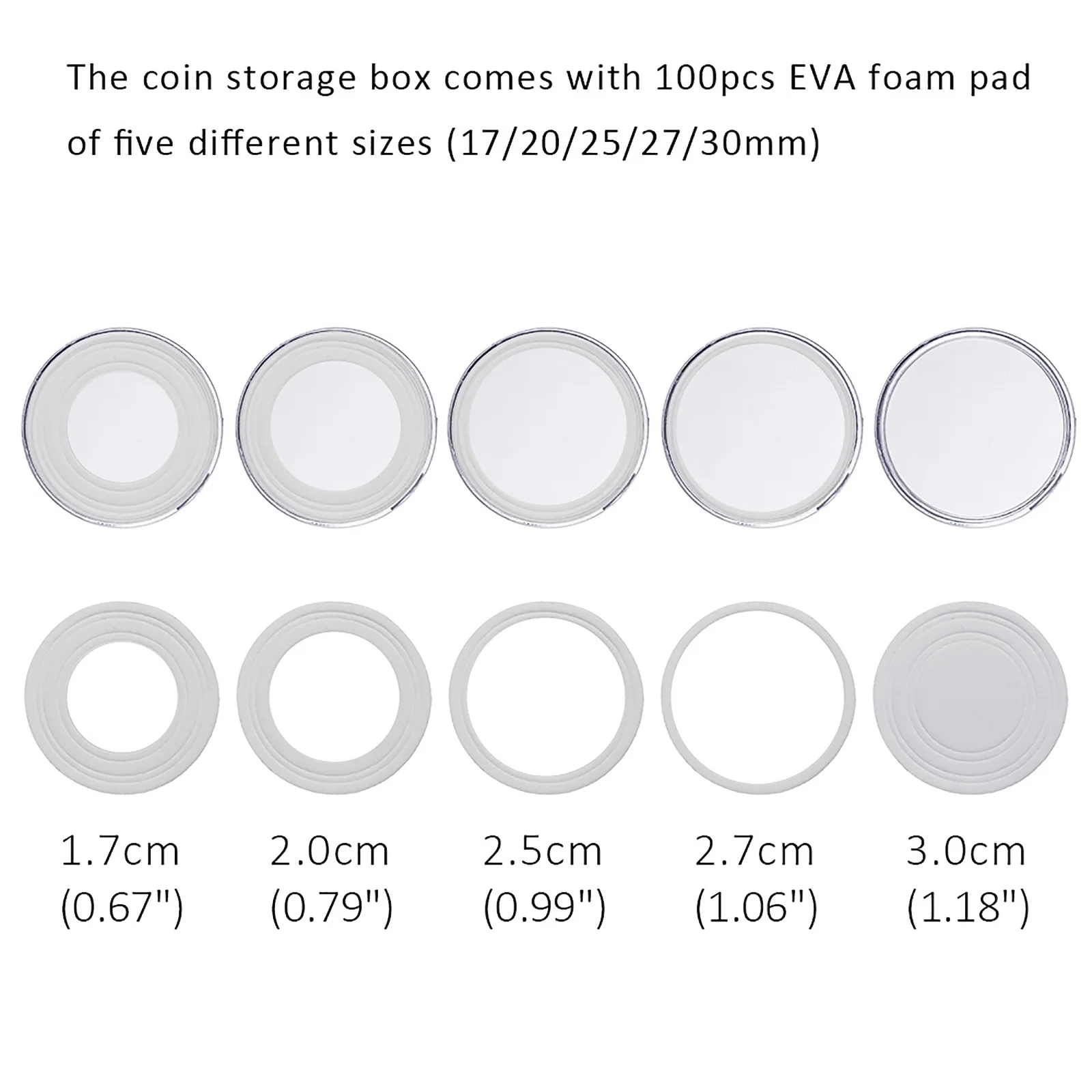 100Pcs Clear Coin Capsule Holder Case trasparente commemorativo da collezione Coin Medal Storage Box Collection forniture con pad