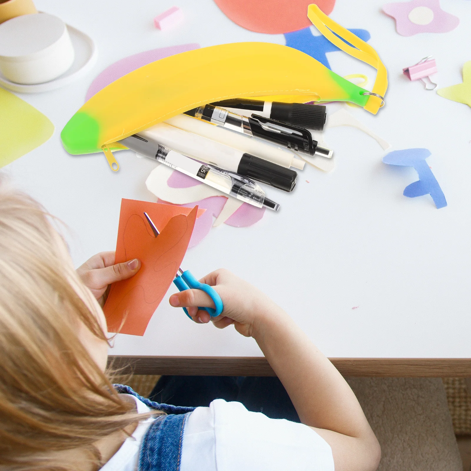 

3Pcs Banana Shaped Silicone Pencil Case Large Capacity Stationery Bag Pencil Organizer for Students School Use