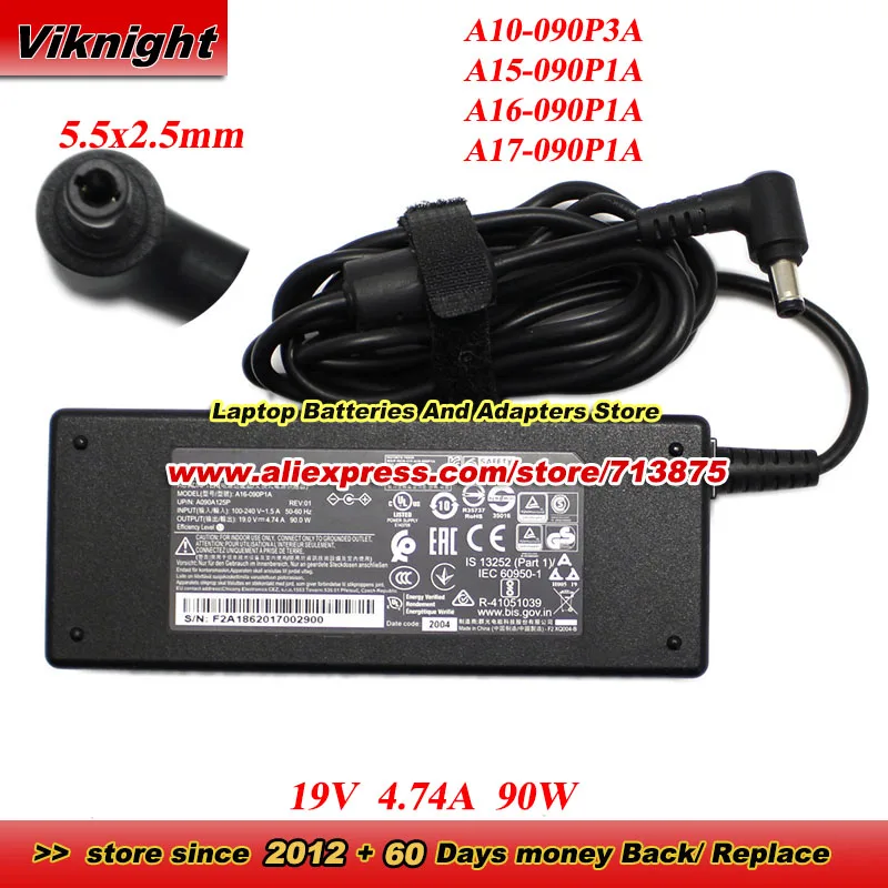 19V 4.74A 90W A10-090P3A A15-090P1A A16-090P1A A17-090P1A A090A086P A090A125P AC Adapter 5.5x2.5mm for MSI PS42 PS63 A090A087L