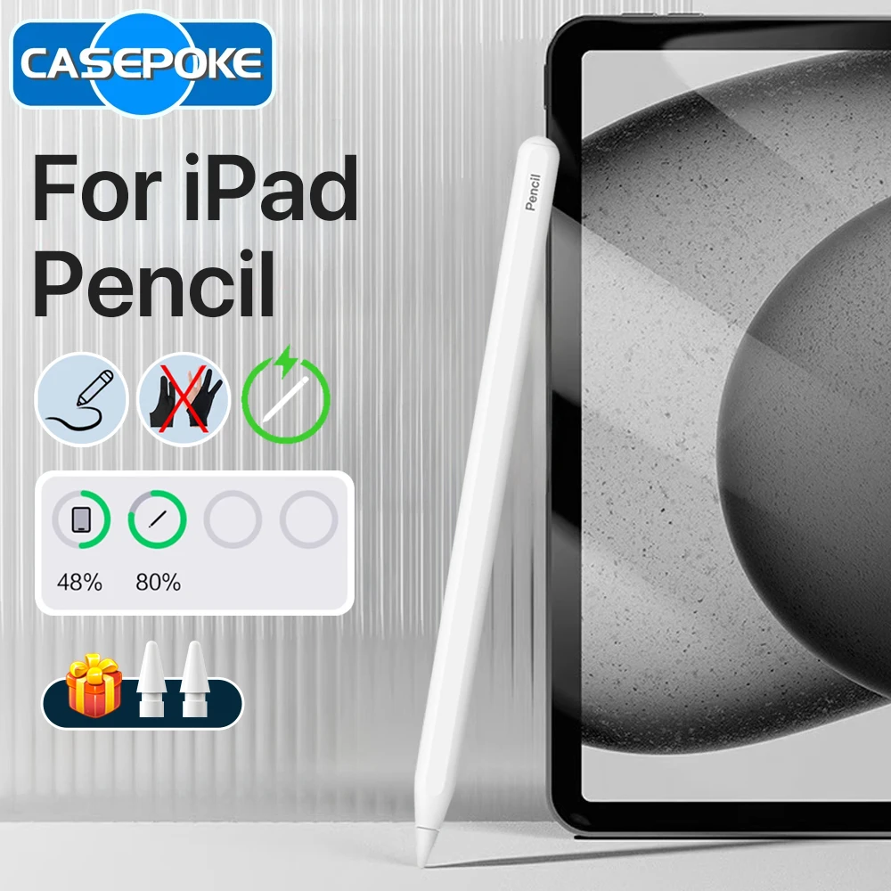 

Стилус для Apple Pencil 2, беспроводная зарядка для iPad 10-го поколения Pro 11 12,9 Air 4 5 6, iPad Pen Palm Rejection, аксессуары для iPad