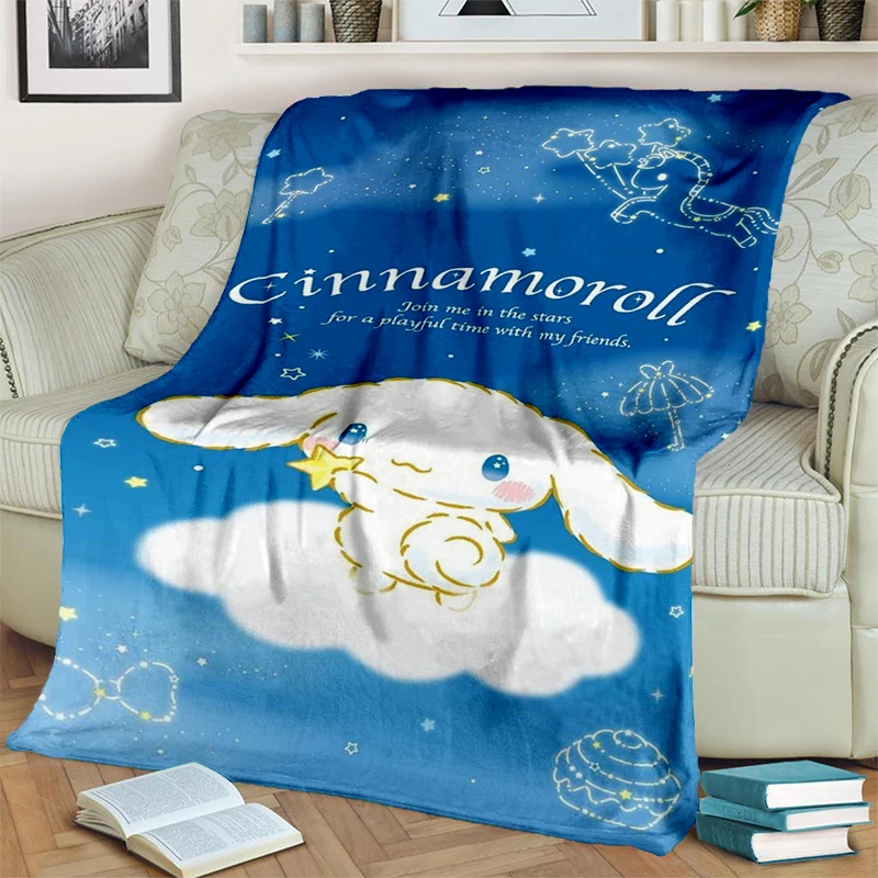 2025 New Cinnamoroll Pompompurin Sanrio Cartoon Girl Soft Flannel Blanket,Throw Comfortable Blanket for Beds Sofa Home Bedroom