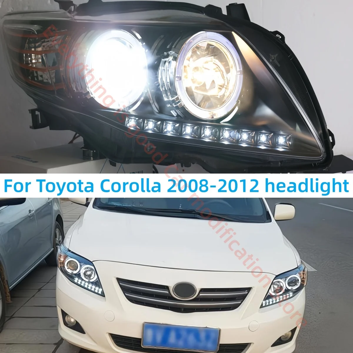 

For Toyota Corolla 2008-2012 Headlight assembly Modification LED Tearful eyes Angel Eyes Binocular lens Daytime running light