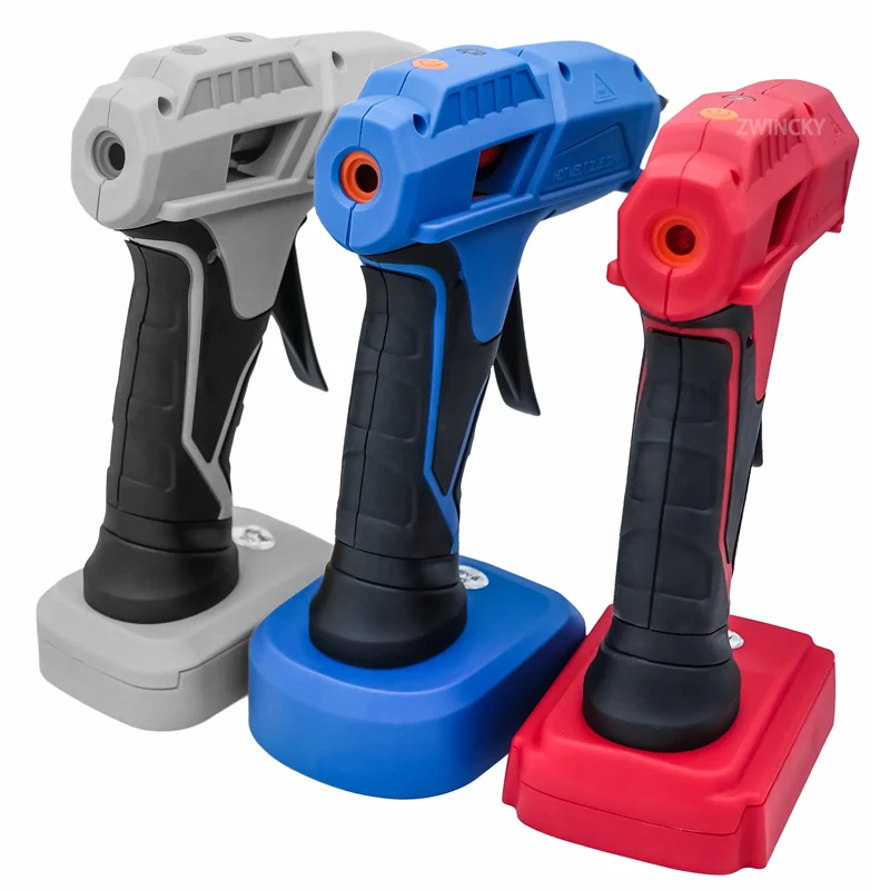Cordless Hot Melt Glue Gun with 5Pc 7mm Glue Stick for Makita/Dewal/Milwaukee 18V Li-ion Battery, DIY Electric Heat Repair Tool