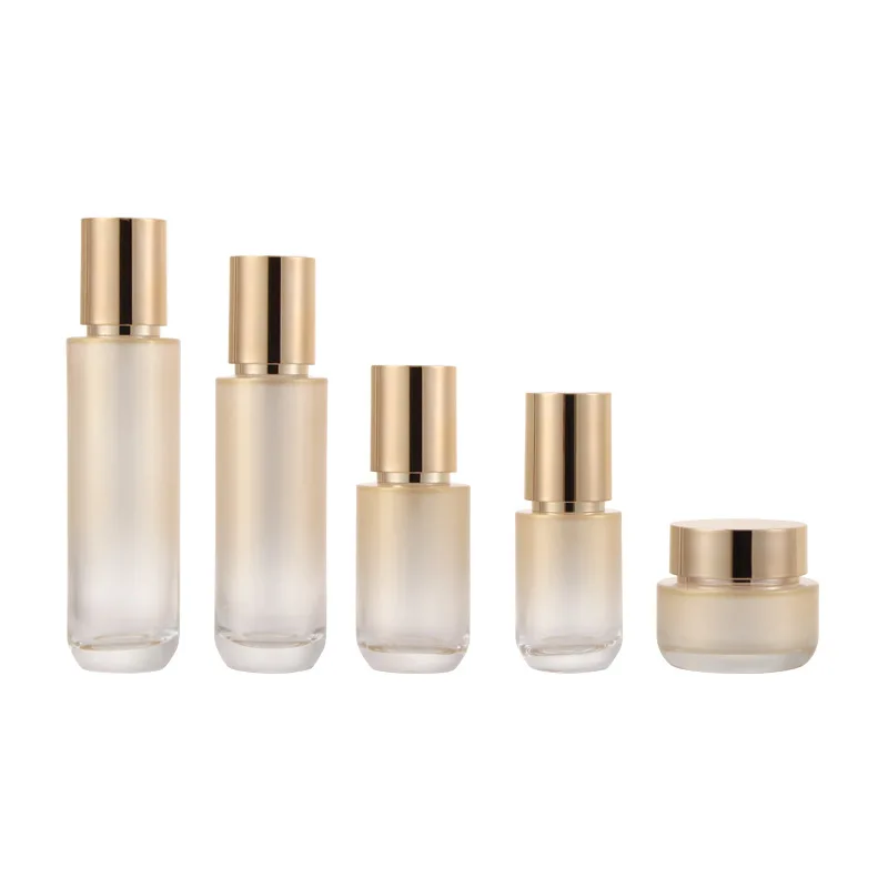 8Pcs Empty Cosmetics Pacaging Skincare Bottles 40/60/100/120ml Gold Lotion Cream Pump Bottle Squirt Spray Bottle 50g Cream Jar