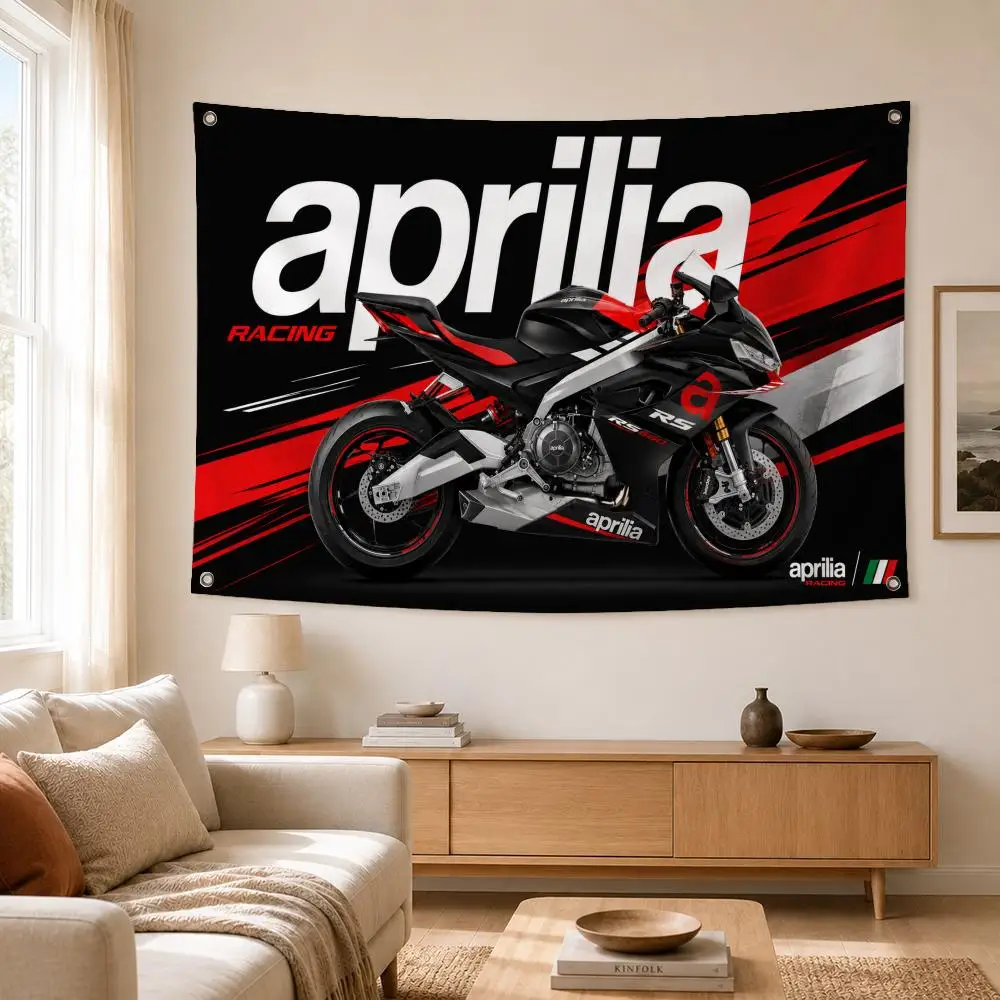 F1 Team Aprilia Racing Flags Modern Fabric Banner Pennants Apt Living Room Photo Corner Wall Ornament Deco view 5