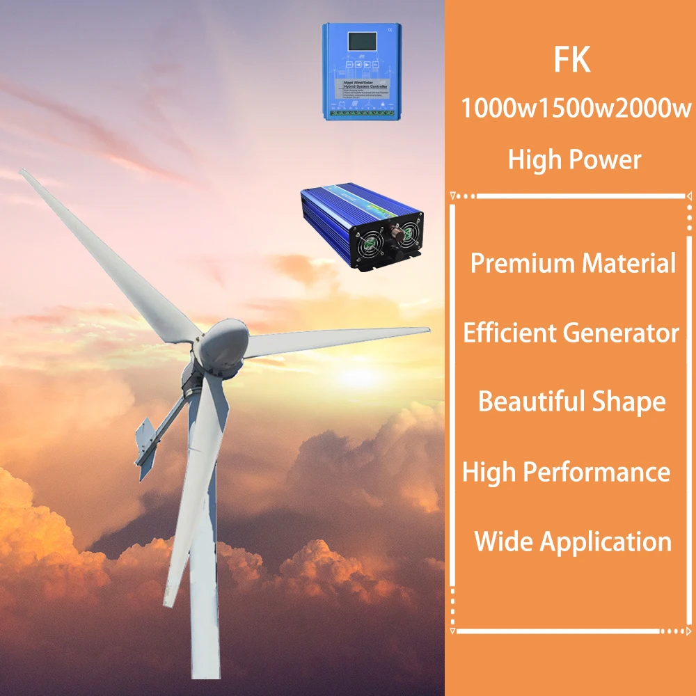 Free Energy 1KW 2KW 3KWWindmill Horizontal Wind Turbine Generator 24-220v Low Rpm High Efficient Home Use Project Farm Boat