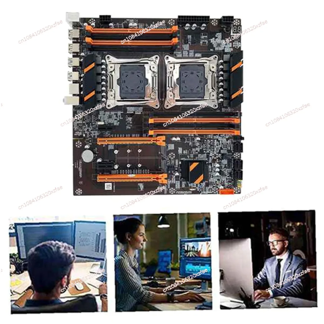 ECC Memory Motherboard+2XE5 2650 V3 CPU+SATA Cable+Switch Cable X99 Dual CPU Motherboard LGA2011 Support DDR4