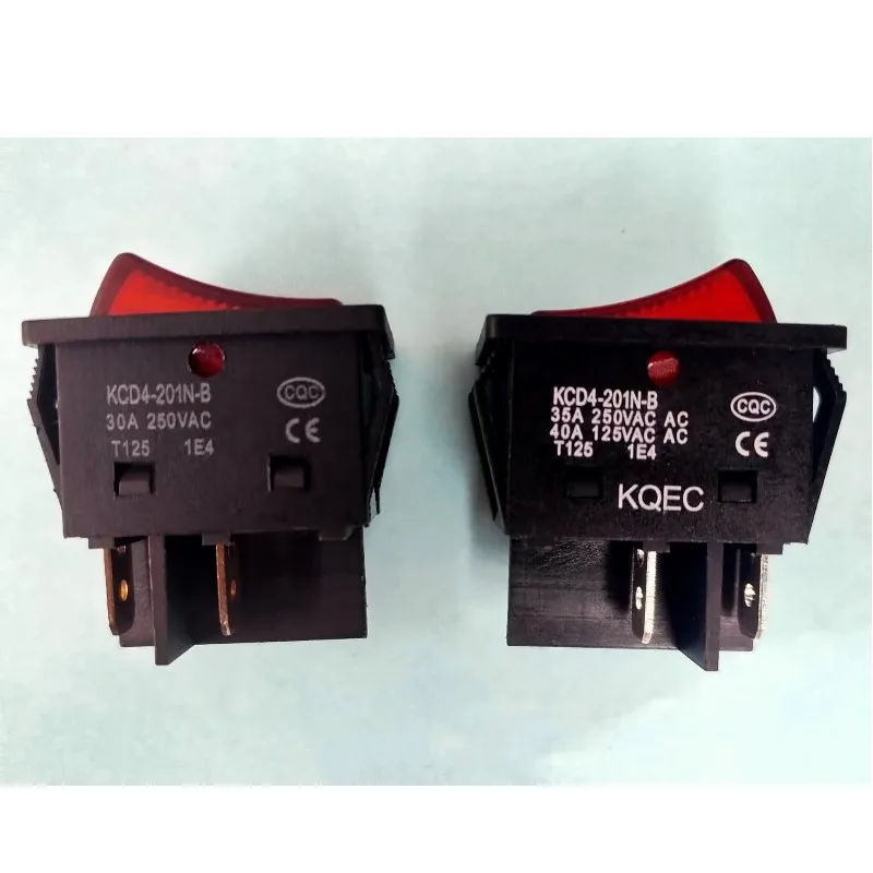 

KCD4-201N-B большой размер, большой ток, 4 контакта ВКЛ./ВЫКЛ., красная стандартная сварочная машина, сверхмощный 30A 35A, клавишный переключатель