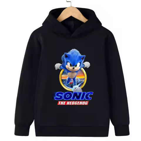 Sonic Dynamic Image Printed Kids' Hoodie, Let Children Wear Energetic Game-Inspired Playful Fashion Sense