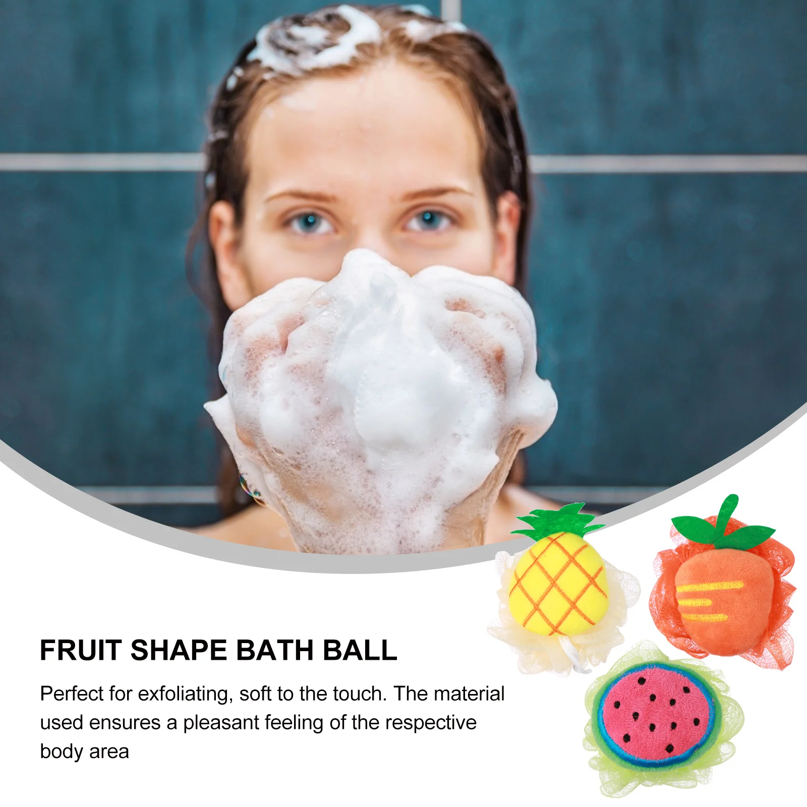 

4pcs Fruit Shape Shower Balls Exfoliating Mesh Sponge Hangable Travel Home Use Bath Ball Body Scrub Brush Grease Removing Bath