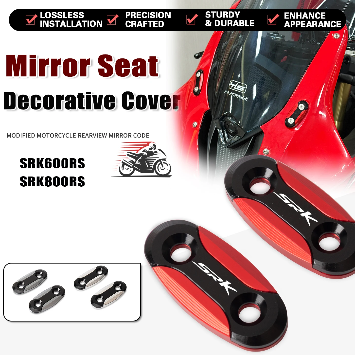For QJMOTOR SRK600RR SRK800RR SRK600RS SRK800RS SRK 600 800 800RS Motorcycle Rearview Mirrors Seat Decorative Cover Mirror Base
