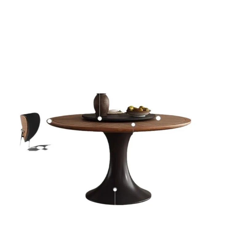 

Customized round dining retro rock slab dining table and chairs Foshan furniture simple small apartment household cross-border