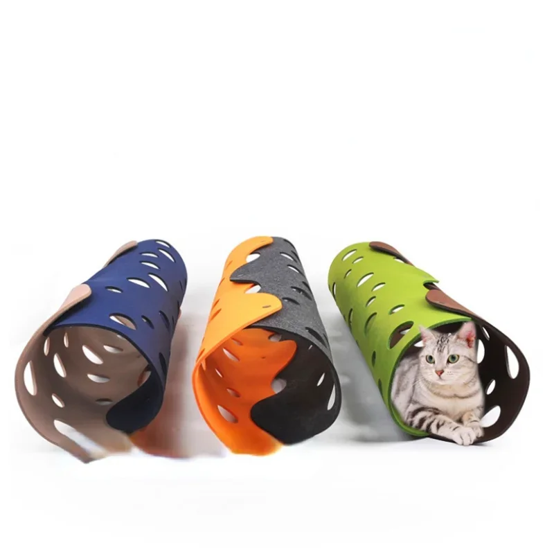 2pcs Cat Toy Felt  Splicing Cat Tunnel Deformable Kitten Nest Collapsible Tube House Tunnel Interactive Pet Toy Cat Accessories