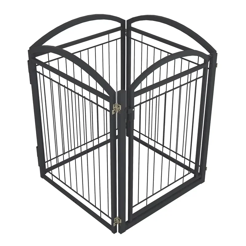 for Eco-friendly Modern Steel Dog Playpen Solid Pattern Button Closure 32 Inch 8 Panels Indoor Outdoor RV Camping Small